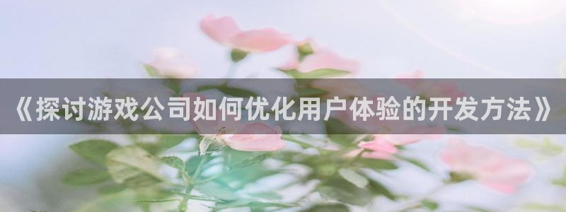 沐鸣游戏~53866：《探讨游戏公司如何优化用户体